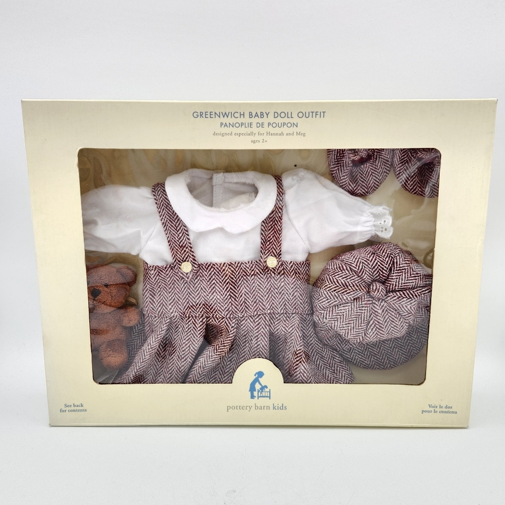 Pottery Barn Kids Greenwich Baby Doll Outfit Set 6 Piece For Hannah & Meg NEW